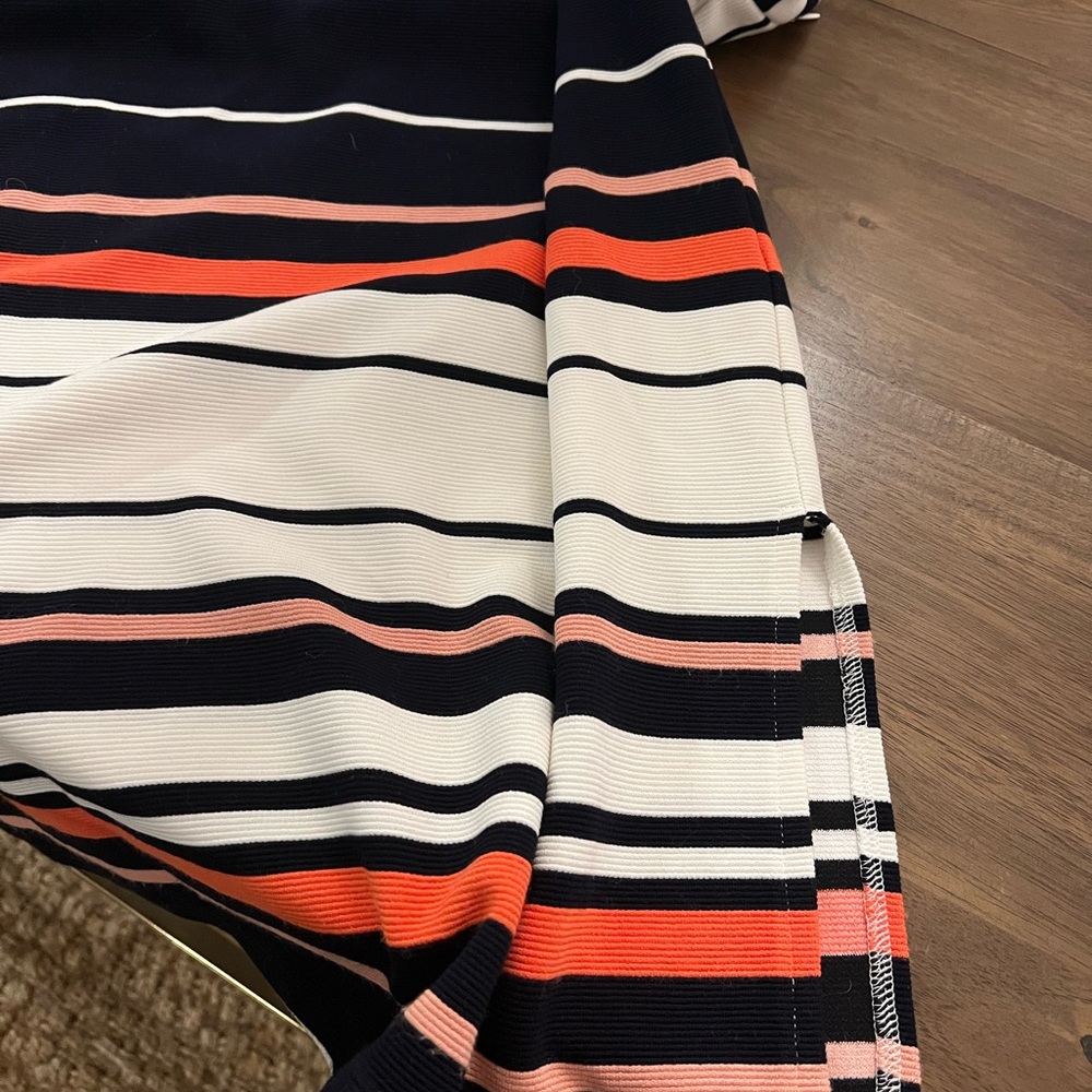 Adriana Papell womens striped summer dress white navy and orange size XL - Picture 4 of 6